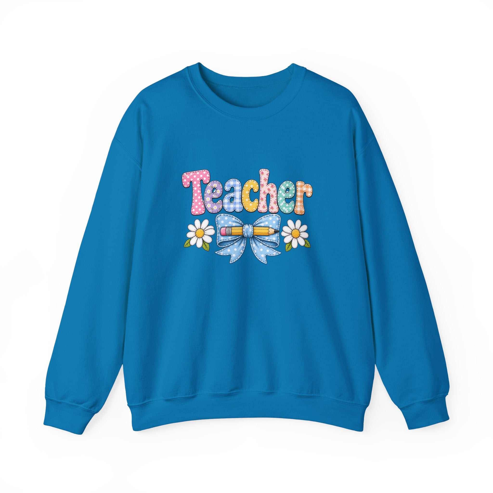 Teacher Floral Bow Sweatshirt — Cute Pastel Gift for Teachers Appreciation Crewneck