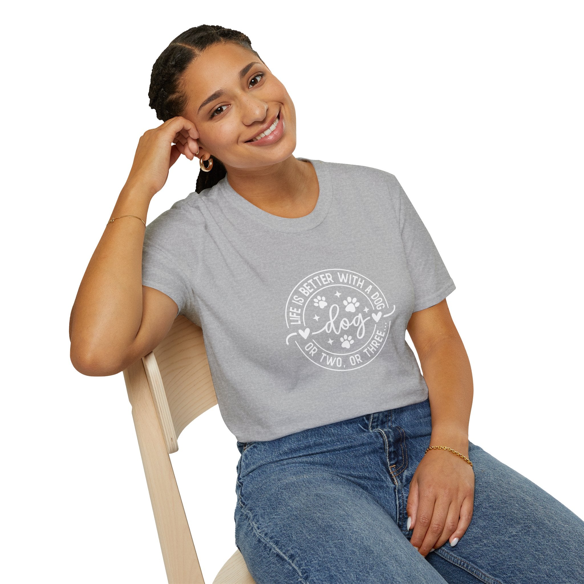 Life Is Better With a Dog T-Shirt — Funny Dog Lover Gift for Women Paw Print Tee
