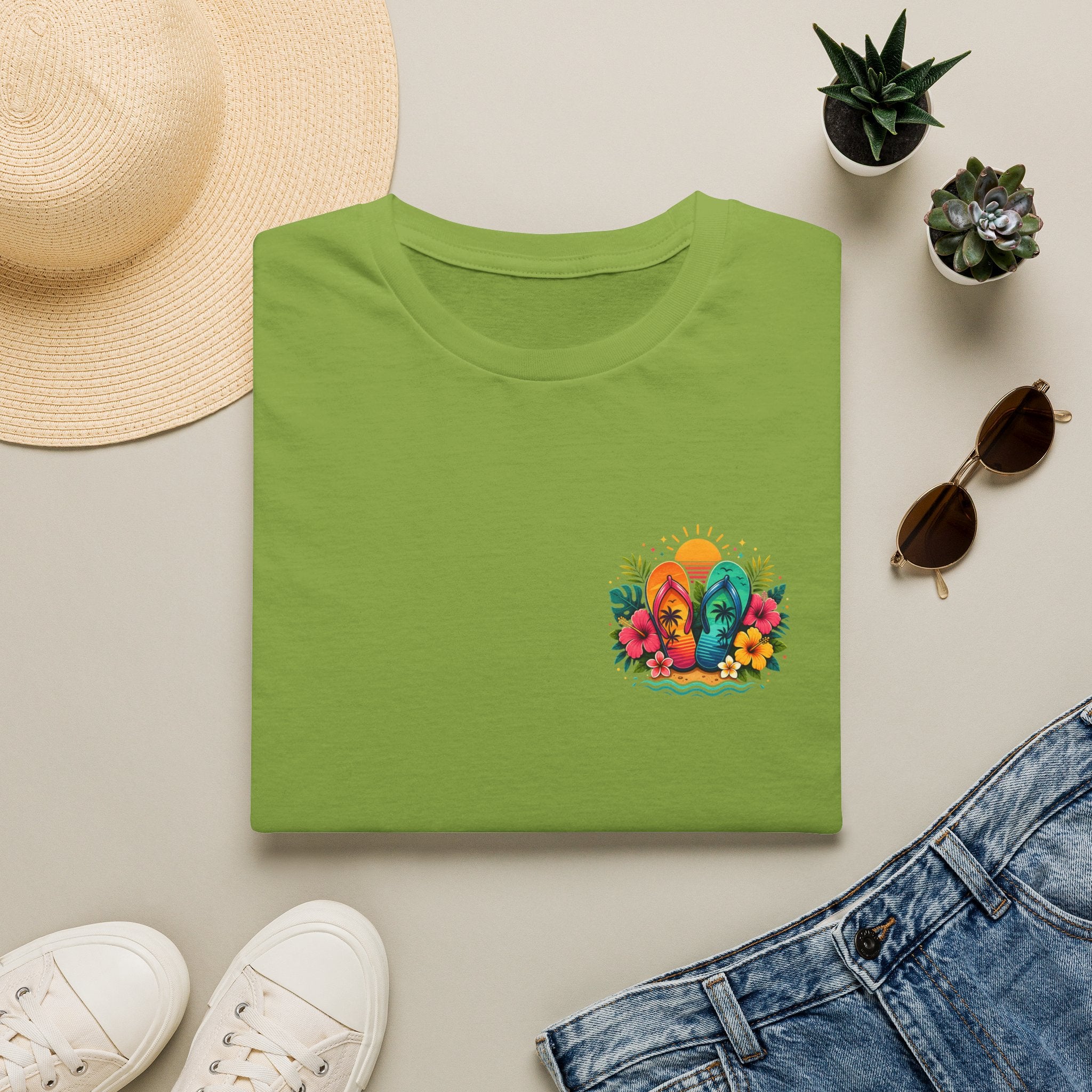 Floral Surf Chest Print T-Shirt — Cute Beach Gift for Women Graphic Tee