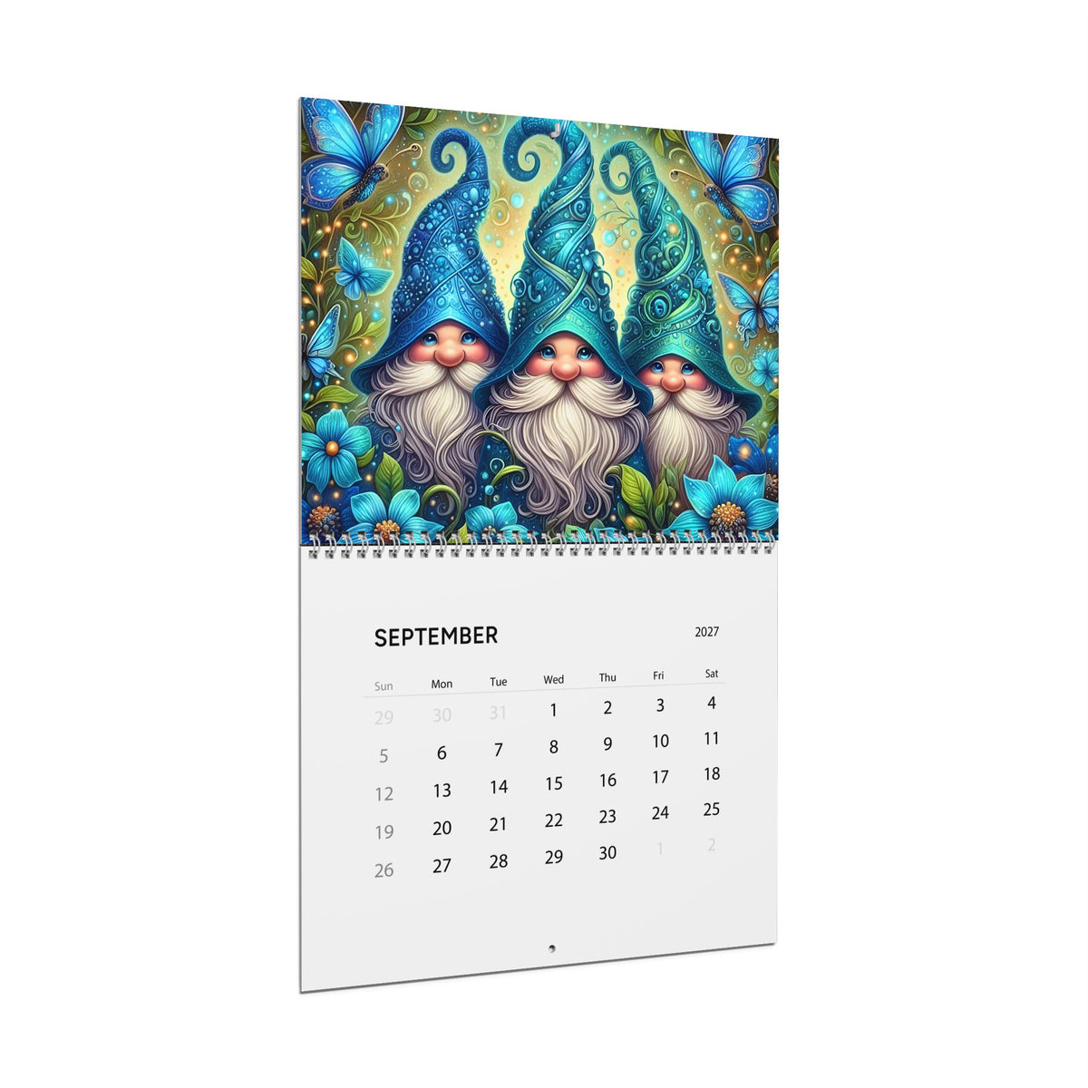 2027 Gnome Wall Calendar — Whimsical Nordic Gnome Art, 12-Month Wall Calendar