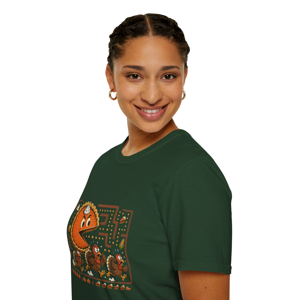 Retro Pie Monster T-Shirt — Funny Pac-Maze Dessert Gamer Tee