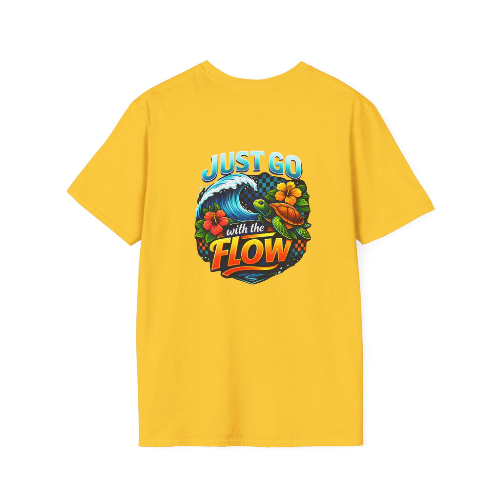 Go With the Flow Sea Turtle T-Shirt — Cute Beach Gift for Women Ocean Floral Tee