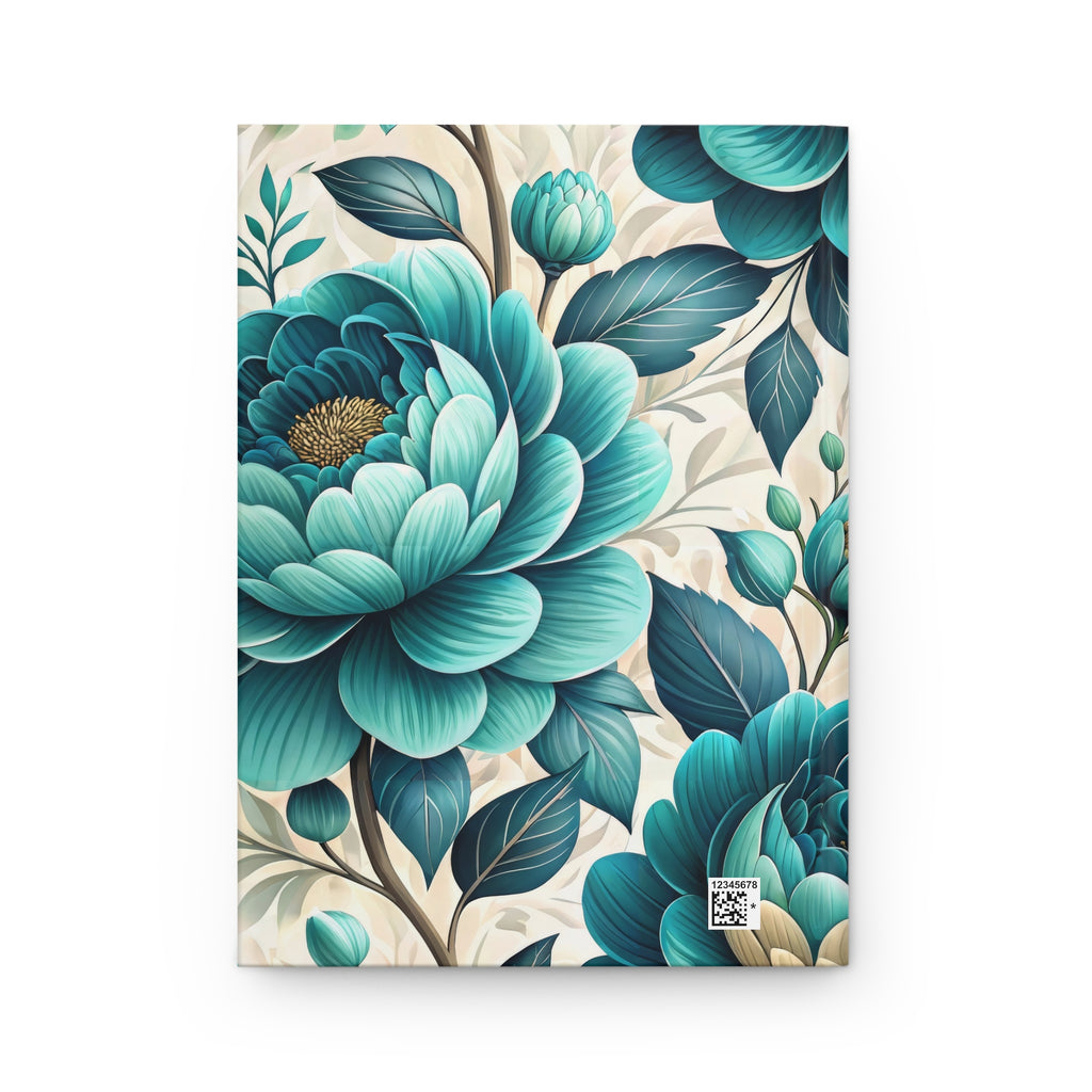 Teal Floral Hardcover Journal — Botanical Bloom Notebook for Gifts & Journaling