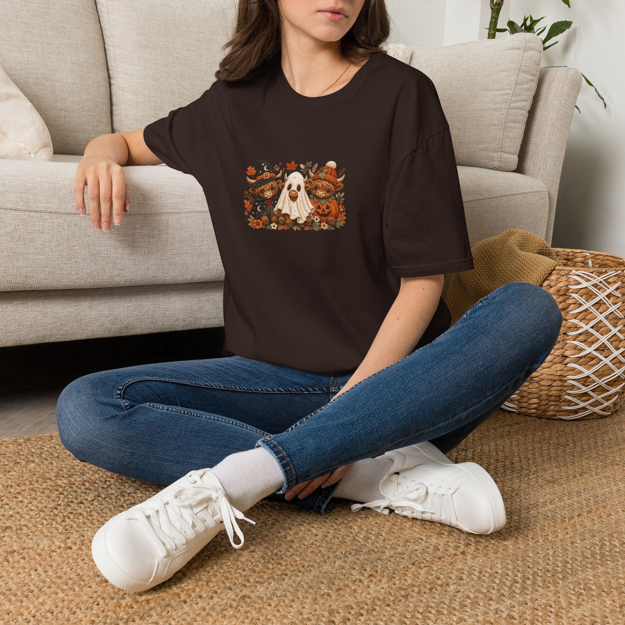 Halloween Cows Trio T-Shirt — Cute Funny Gift for Her Ghost & Pumpkin Fall Tee