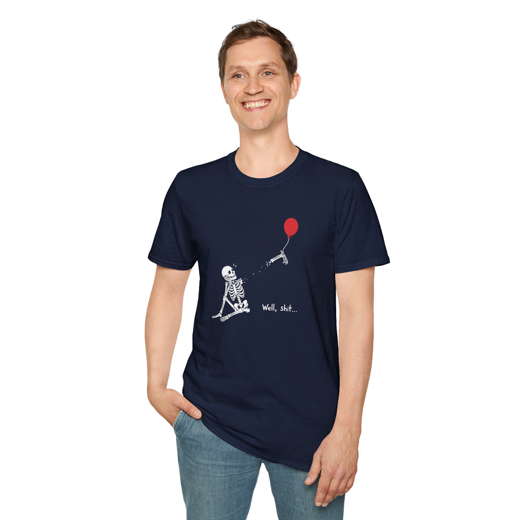 Funny Skeleton Balloon T-Shirt, Well Shit Graphic Tee