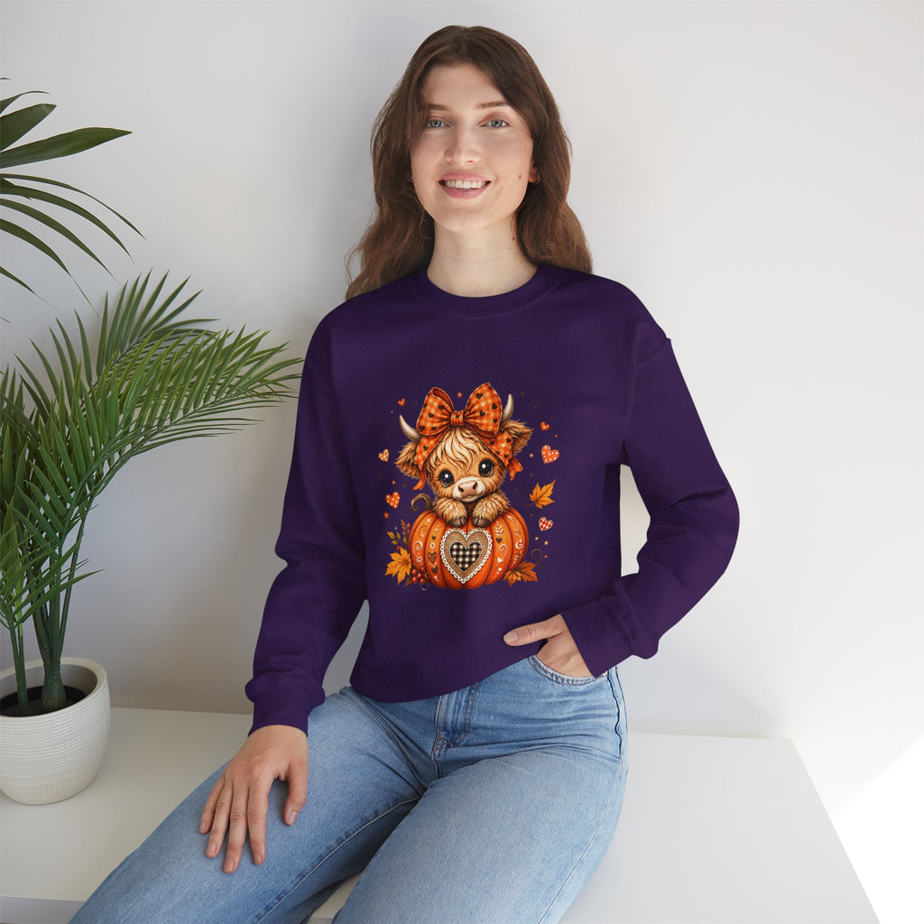 Cute Highland Cow Pumpkin Halloween Sweatshirt