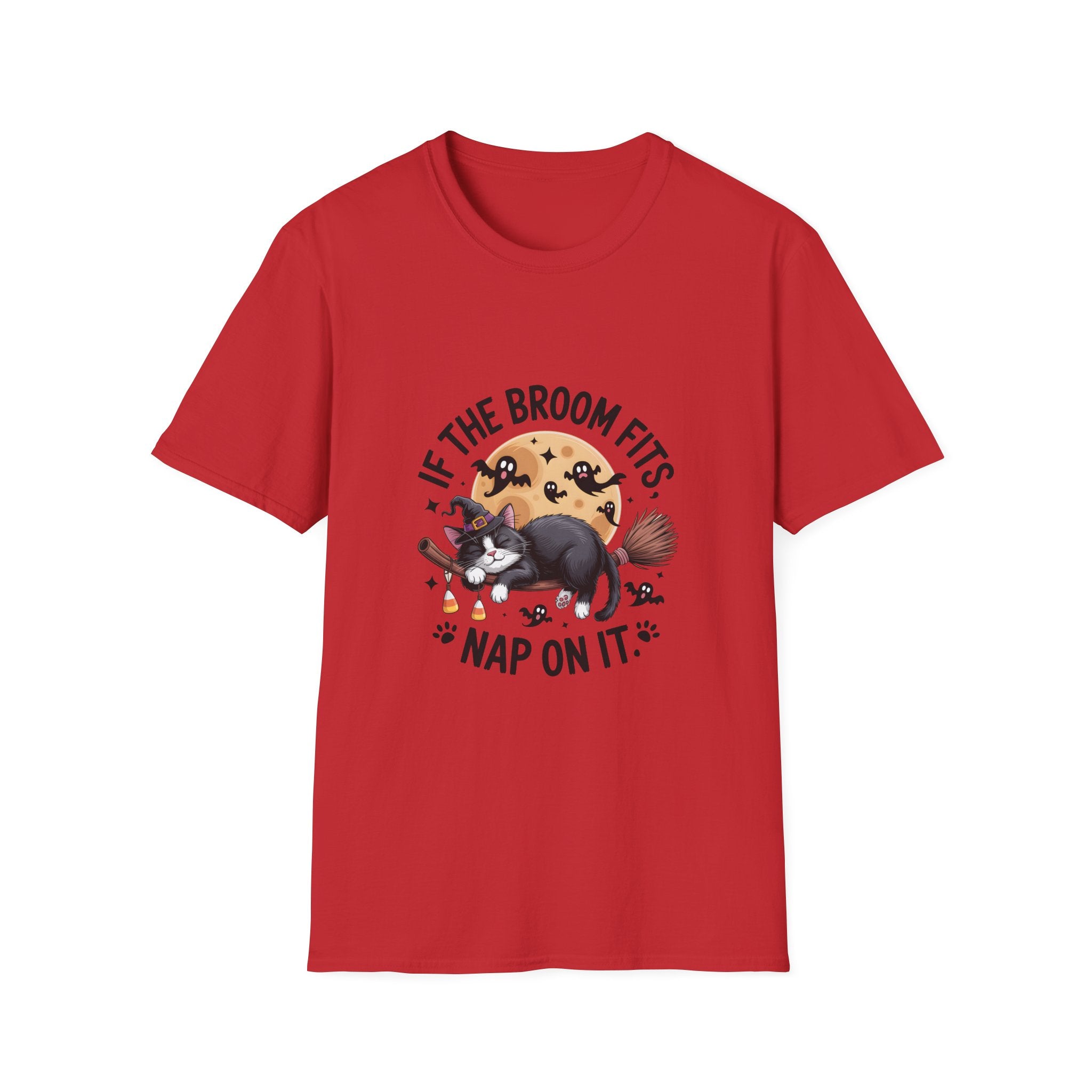If the Broom Fits Nap on It Cat T-Shirt — Funny Halloween Gift for Women Witchy Tee
