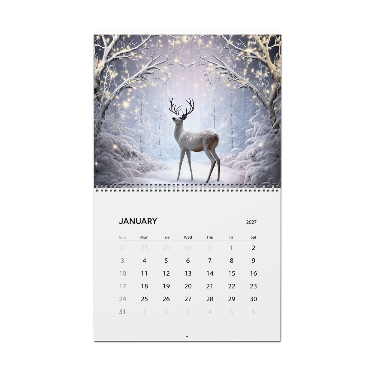 2027 Deer Art Wall Calendar — Scenic Forest & Moonlit Wildlife Monthly Planner