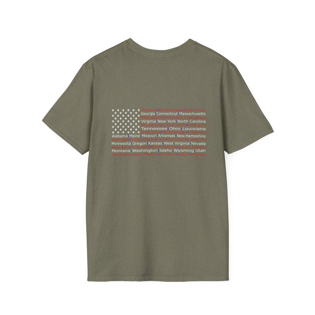 United American Flag T-Shirt — Patriotic Gift for Him Red Chest Graphic Tee