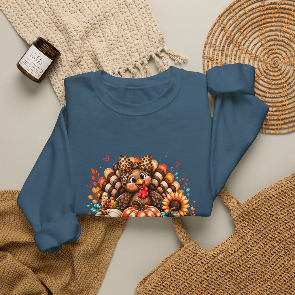 Sweatshirt — "Give Thanks" Autumn Turkey & Pumpkin Thanksgiving Crewneck