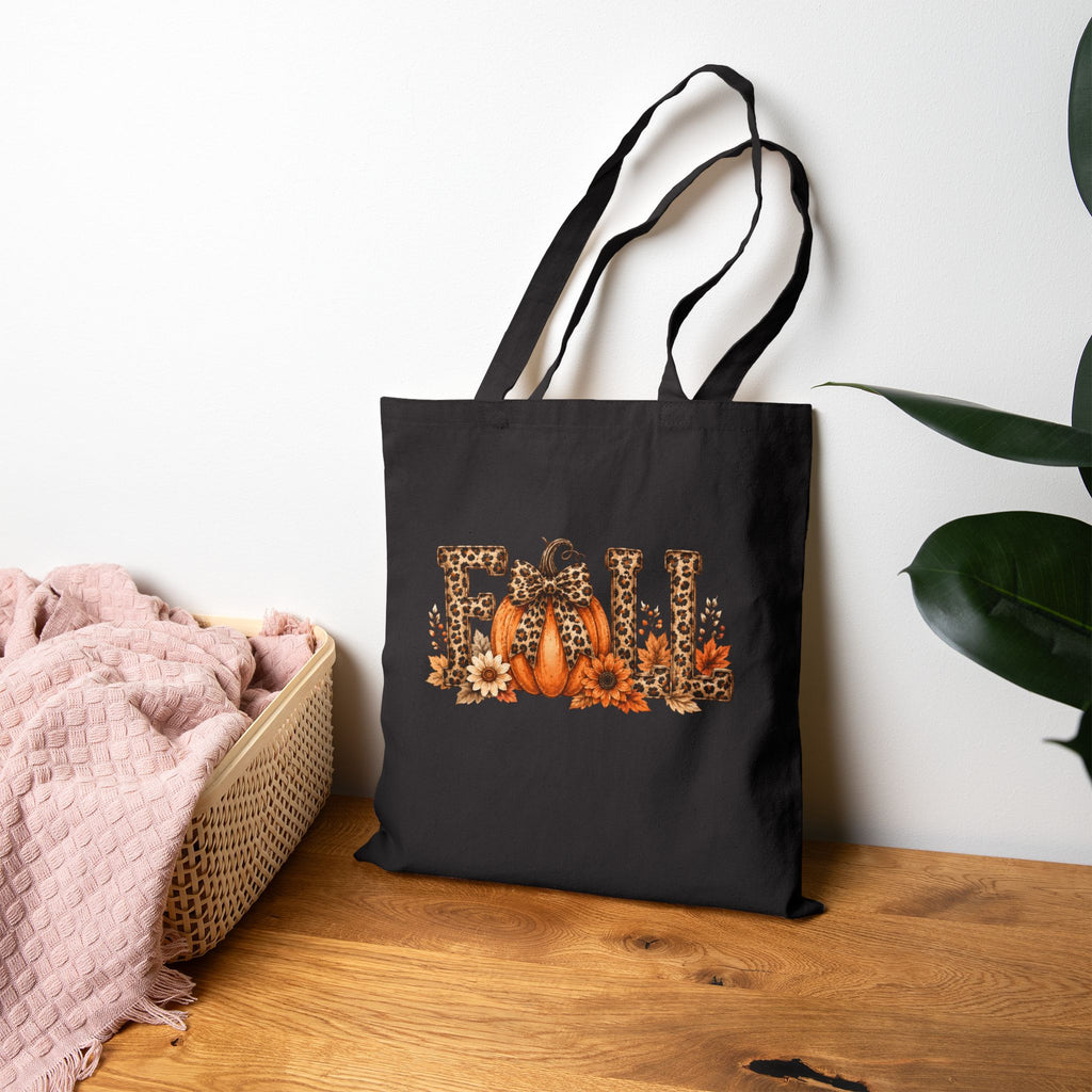 Fall Leopard Pumpkin Canvas Tote Bag — Cute Autumn Gift for Women Market Shopper