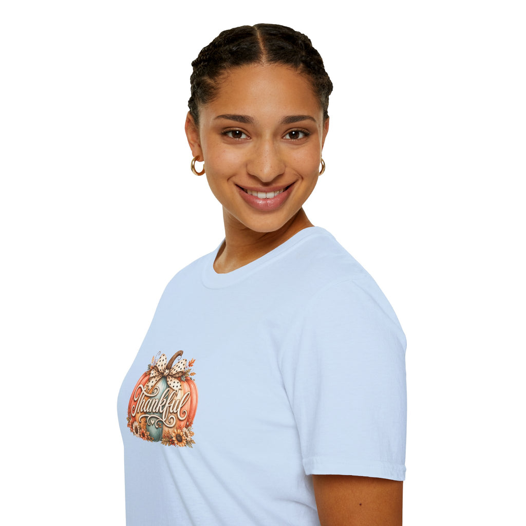 Thankful Pumpkin T-Shirt — Cute Fall Thanksgiving Gift for Women Graphic Tee