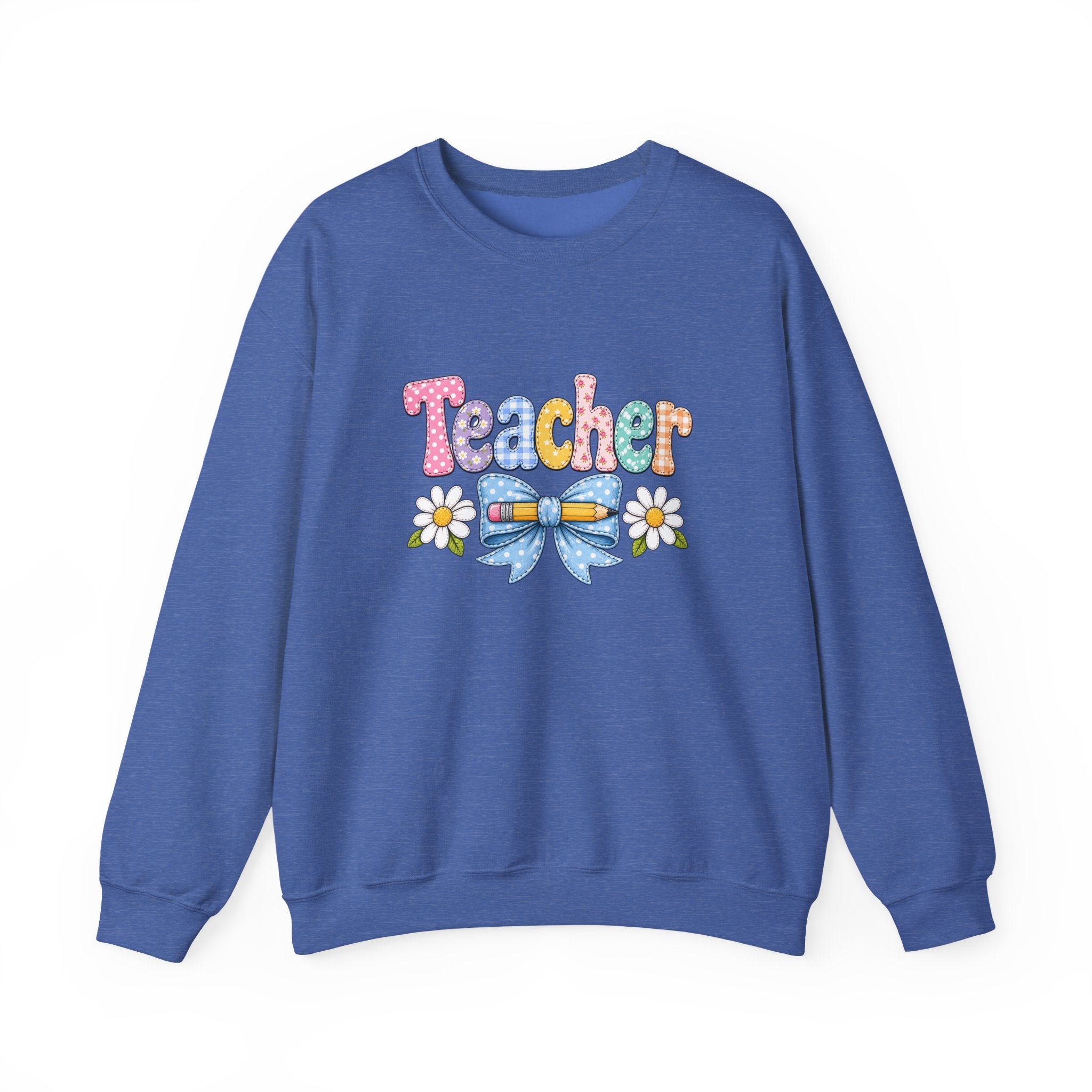 Teacher Floral Bow Sweatshirt — Cute Pastel Gift for Teachers Appreciation Crewneck