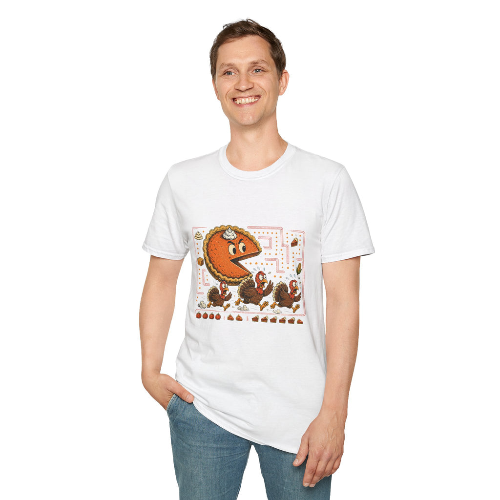 Retro Pie Monster T-Shirt — Funny Pac-Maze Dessert Gamer Tee