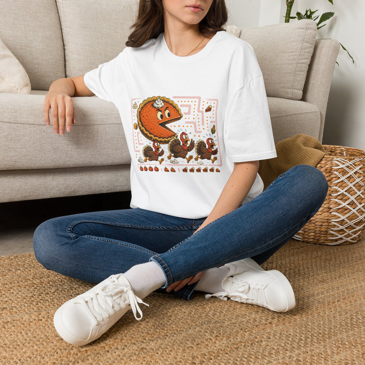 Retro Pie Monster T-Shirt — Funny Pac-Maze Dessert Gamer Tee