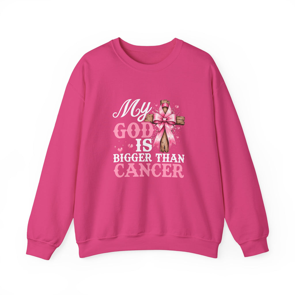 My God Is Bigger Than Cancer Breast Cancer Awareness Crewneck Sweatshirt