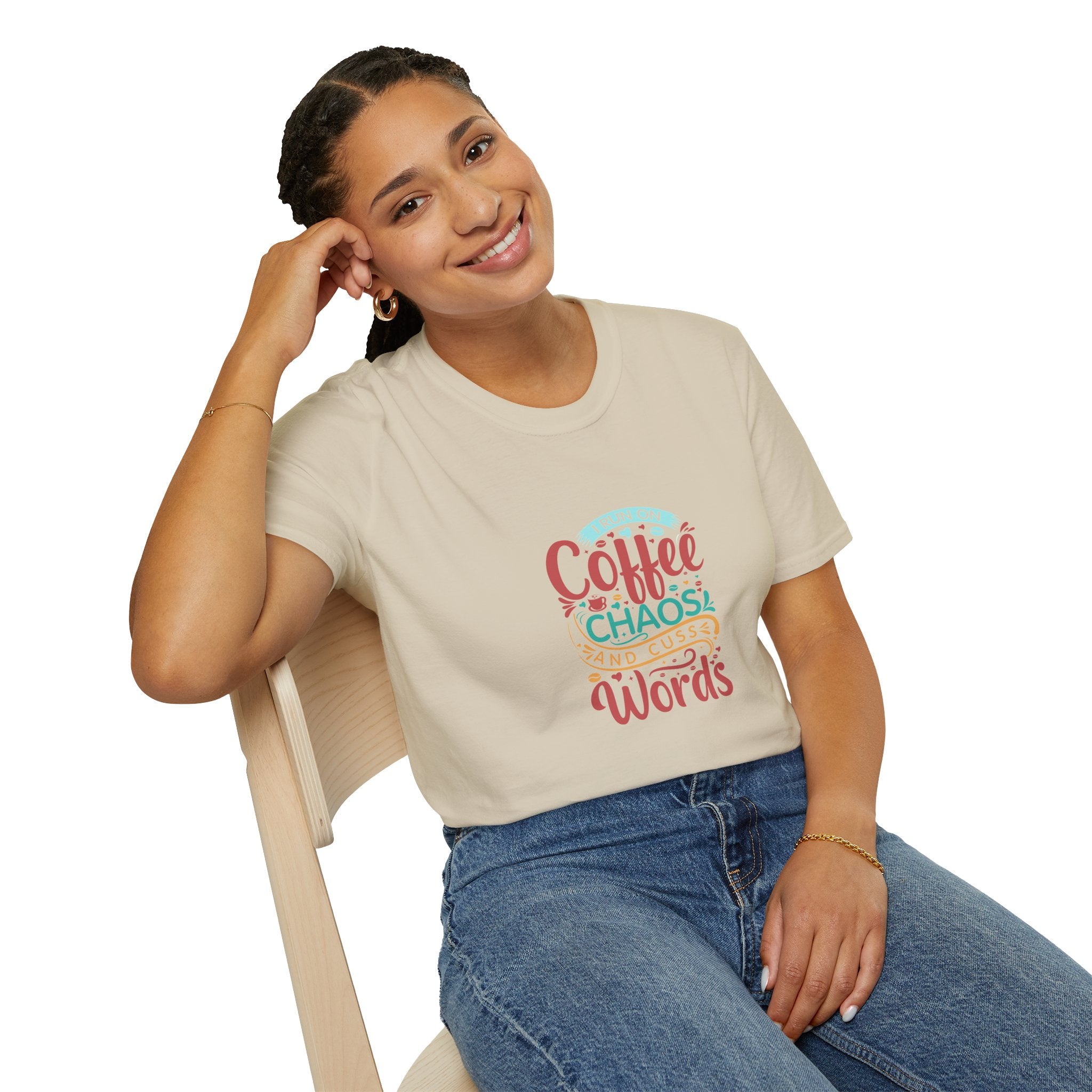I Run on Coffee Chaos and Cuss Words T-Shirt — Funny Gift for Her Sarcastic Mom Tee