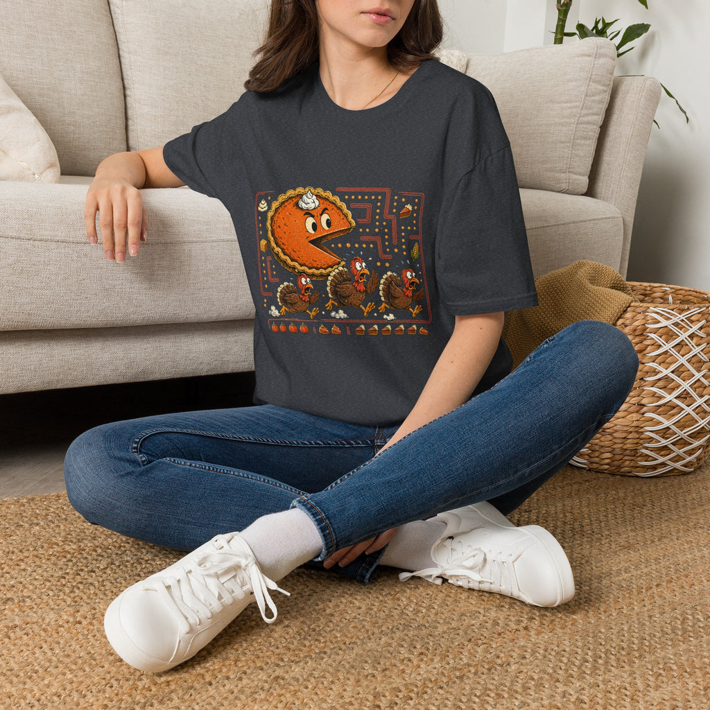 Retro Pie Monster T-Shirt — Funny Pac-Maze Dessert Gamer Tee