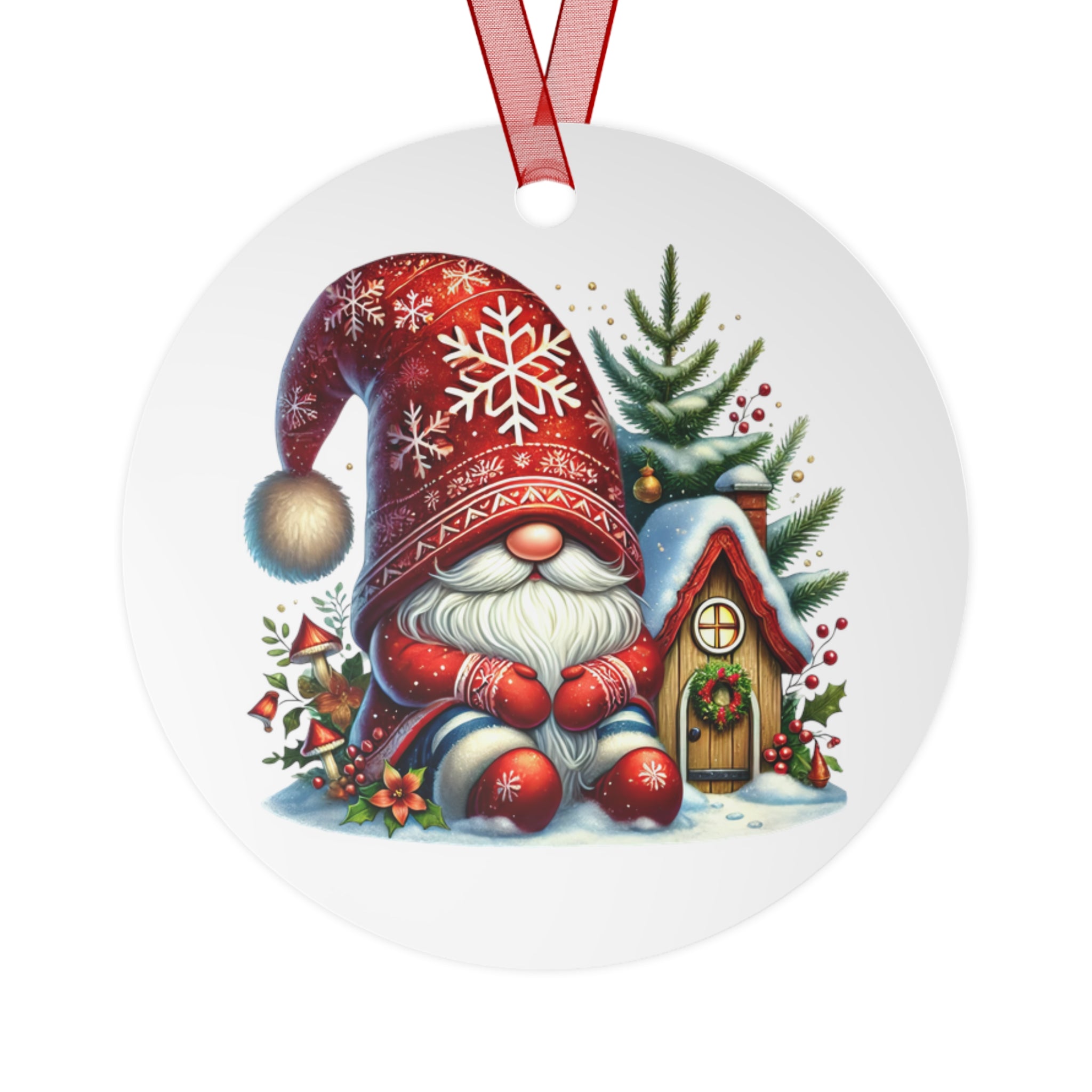 Christmas Gnome Metal Ornament Cute Holiday Tree Decoration