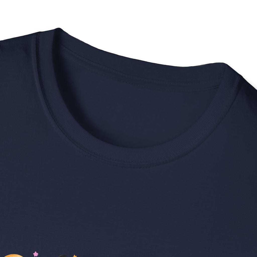 Spooky Season Pumpkin Stack T-Shirt — Cute Halloween Gift for Women Witch Hat Tee