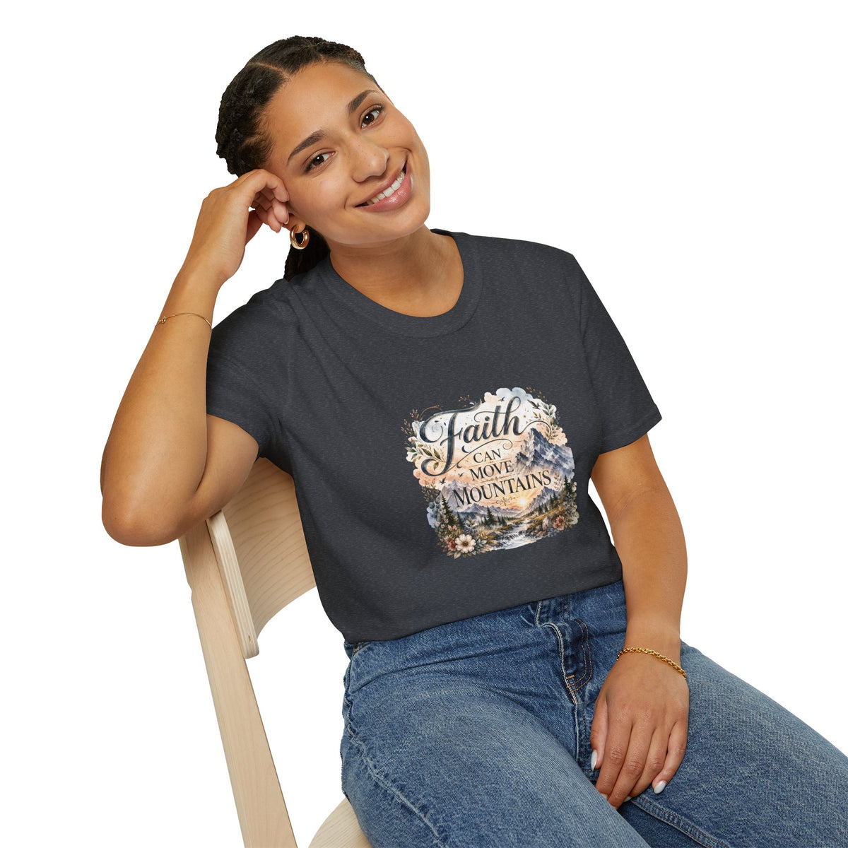 Faith Can Move Mountains T-Shirt Inspirational Christian Mountain Graphic Tee
