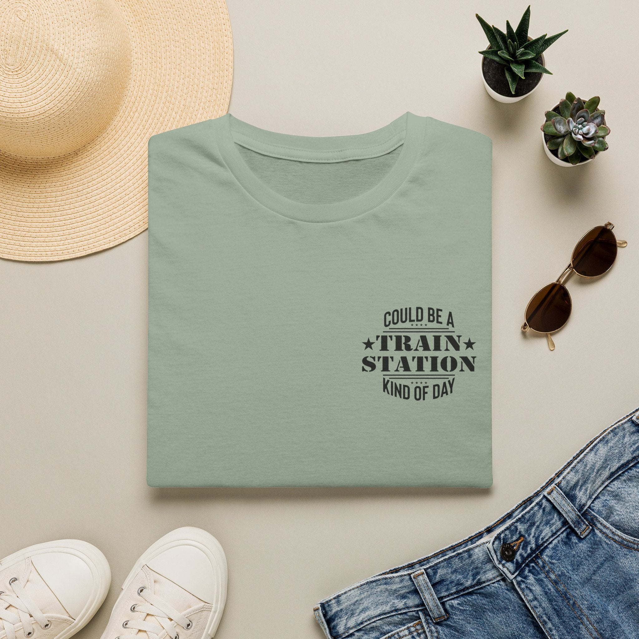 Could Be a Train Station Kind of Day T-Shirt — Funny Sarcastic Gift for Her Pocket Tee