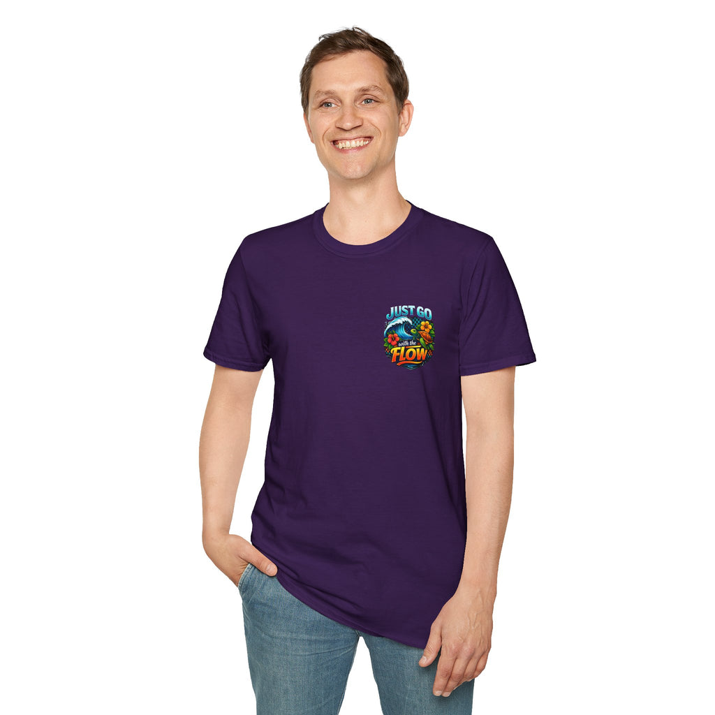 Go With the Flow Sea Turtle T-Shirt — Cute Beach Gift for Women Ocean Floral Tee
