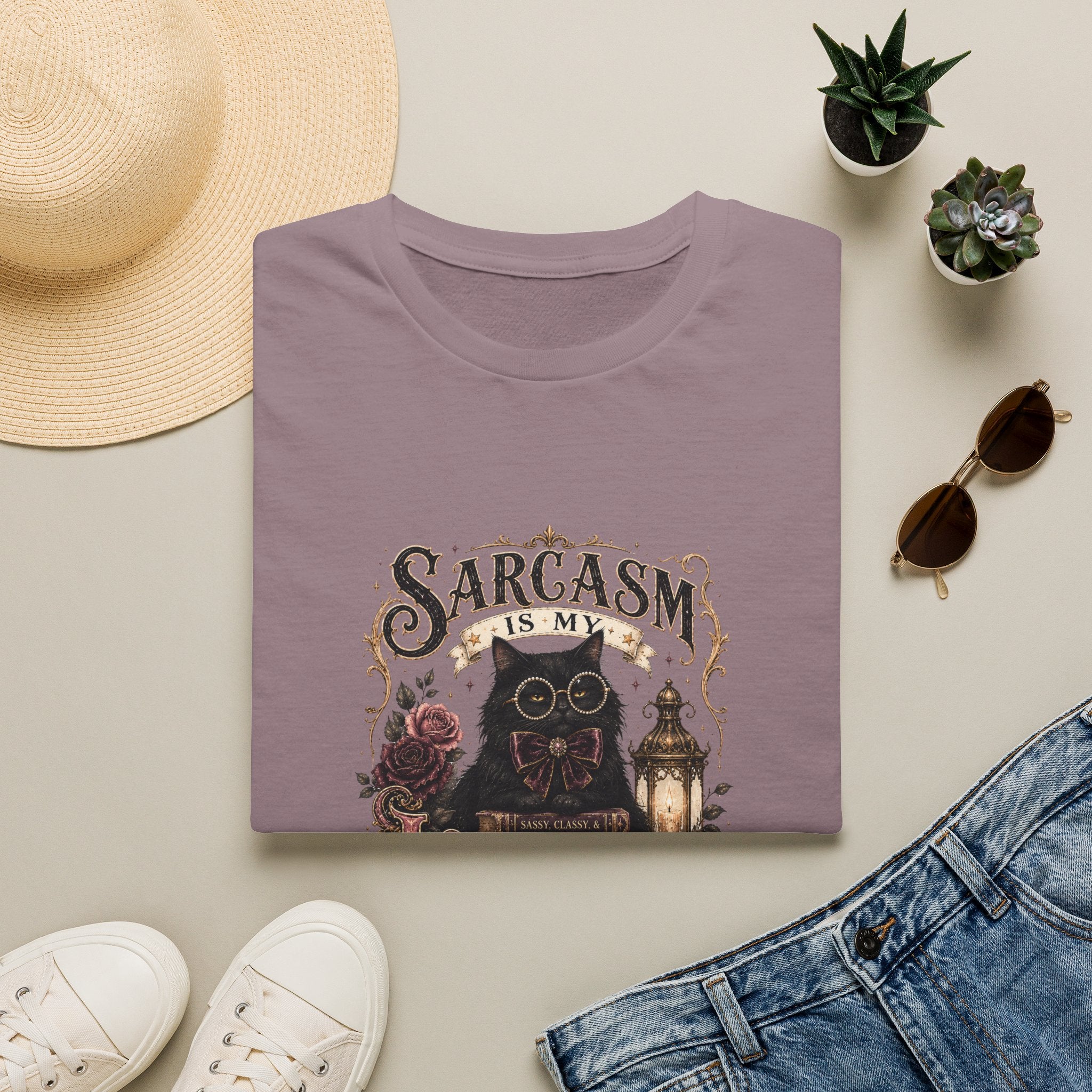 Sarcasm Is My Love Language Cat T-Shirt — Funny Gift for Her Vintage Graphic Tee