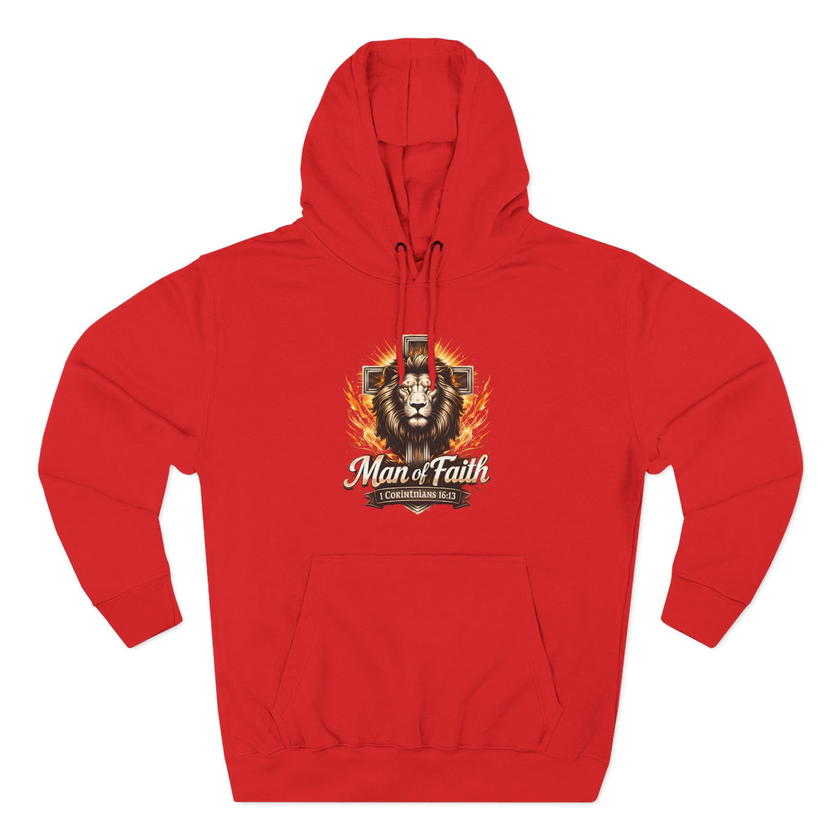 Man of Faith Lion Crest Graphic Fleece Pullover Hoodie