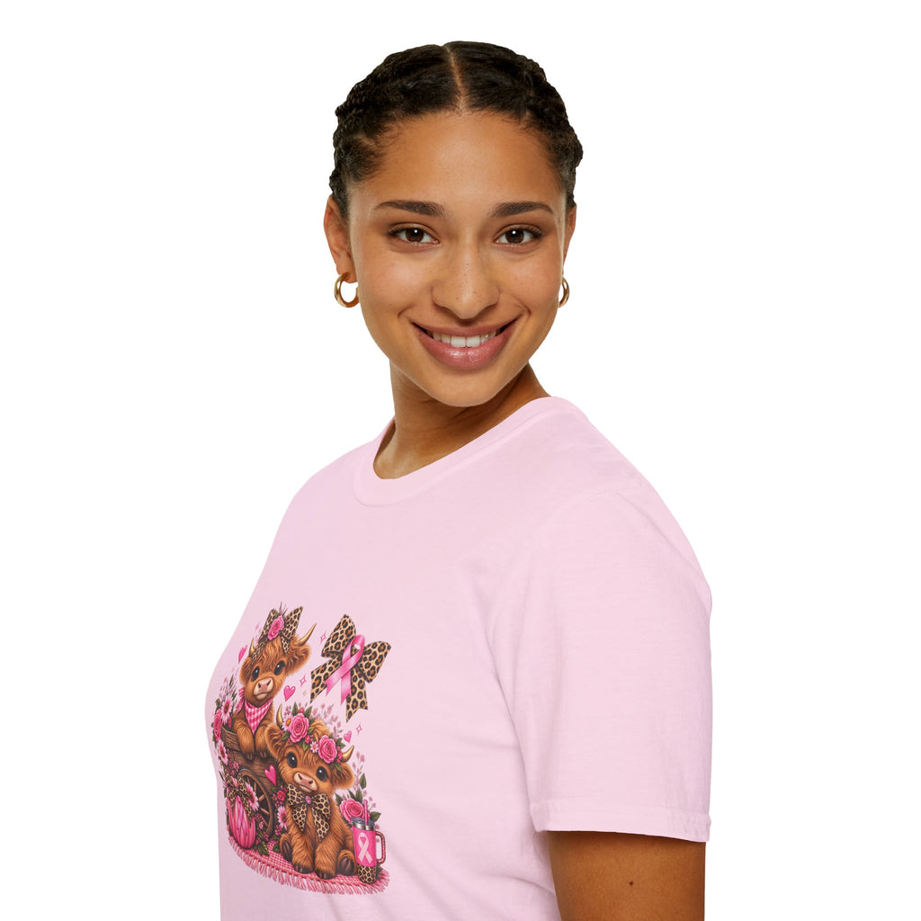 Breast Cancer Awareness Highland Cow T-Shirt