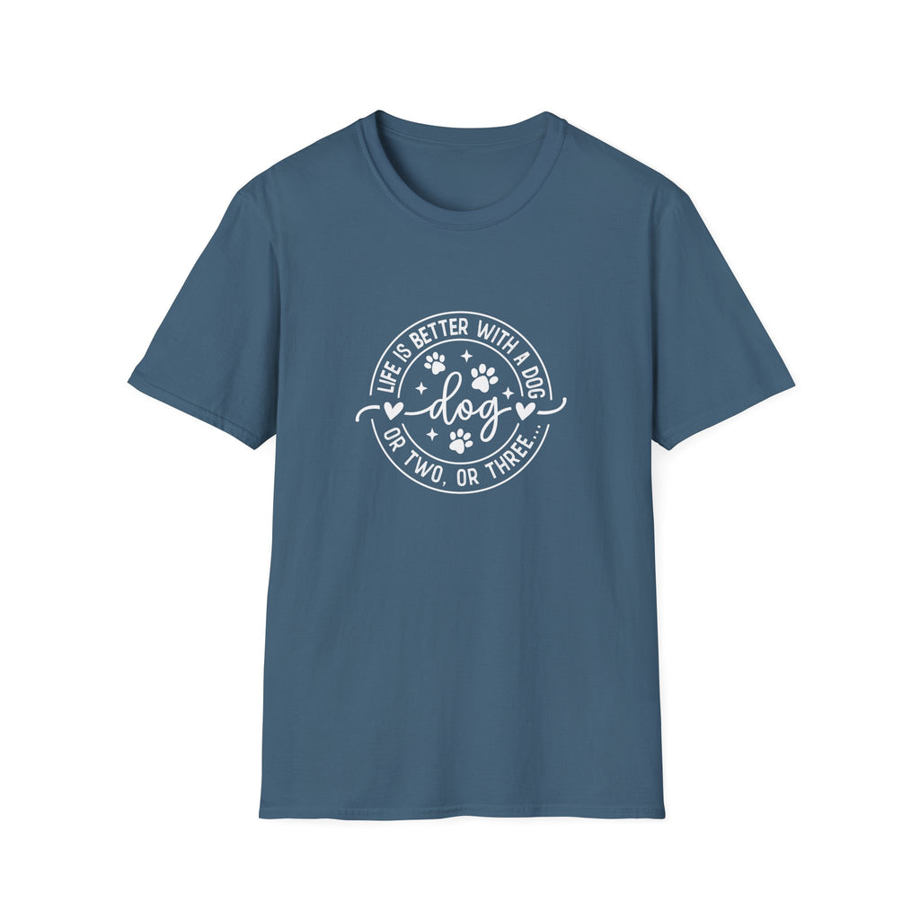 Life Is Better With a Dog T-Shirt — Funny Dog Lover Gift for Women Paw Print Tee