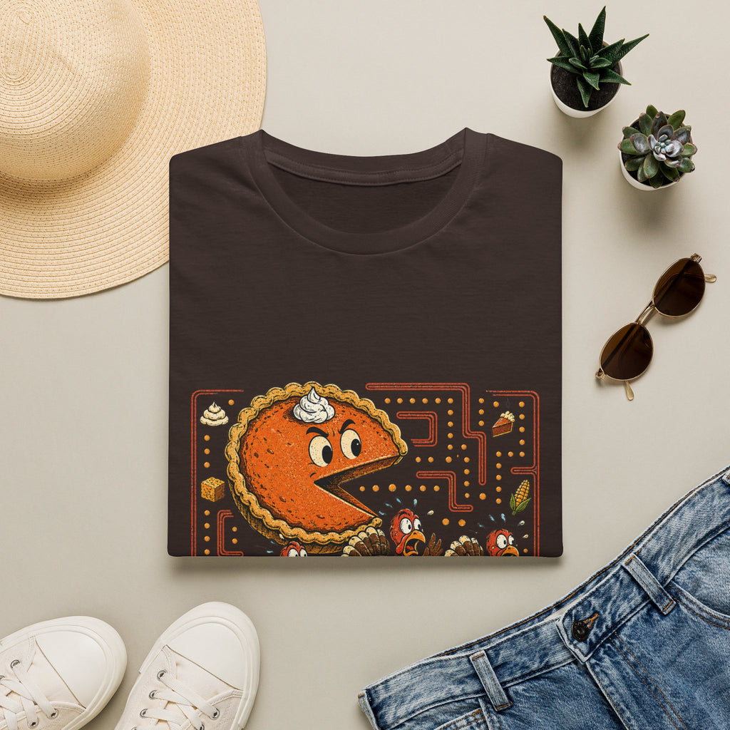 Retro Pie Monster T-Shirt — Funny Pac-Maze Dessert Gamer Tee