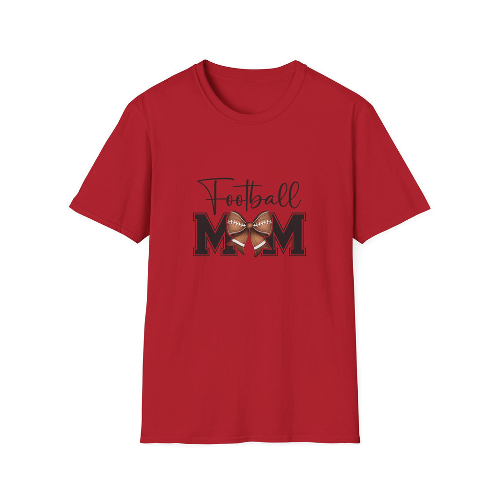 Football Mom Script T-Shirt — Cute Bow Gift for Proud Moms Game Day Graphic Tee