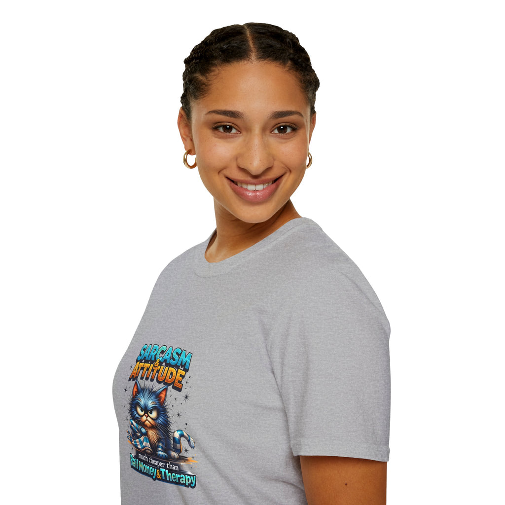 Sarcasm & Attitude Grumpy Cat T-Shirt — Funny Sarcastic Gift for Her Graphic Tee