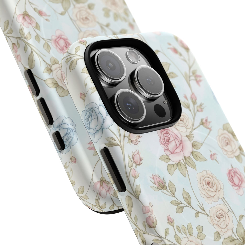 Vintage Floral Rose Magnetic iPhone Case — MagSafe Tough Protective Cover