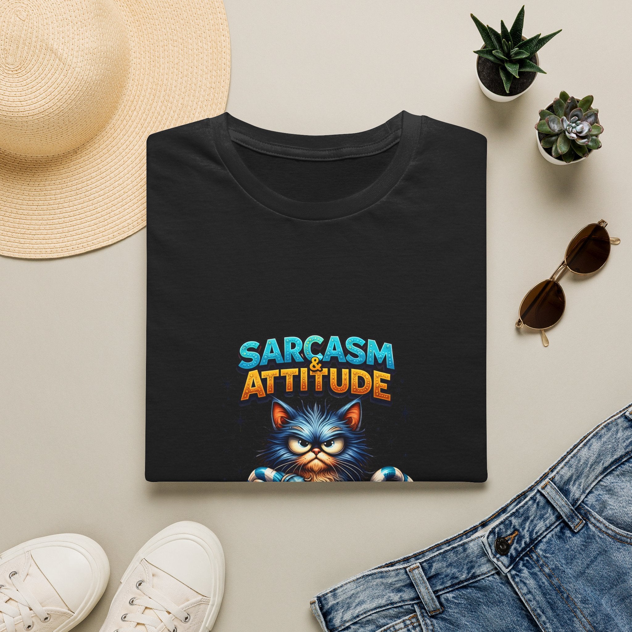 Sarcasm & Attitude Grumpy Cat T-Shirt — Funny Sarcastic Gift for Her Graphic Tee