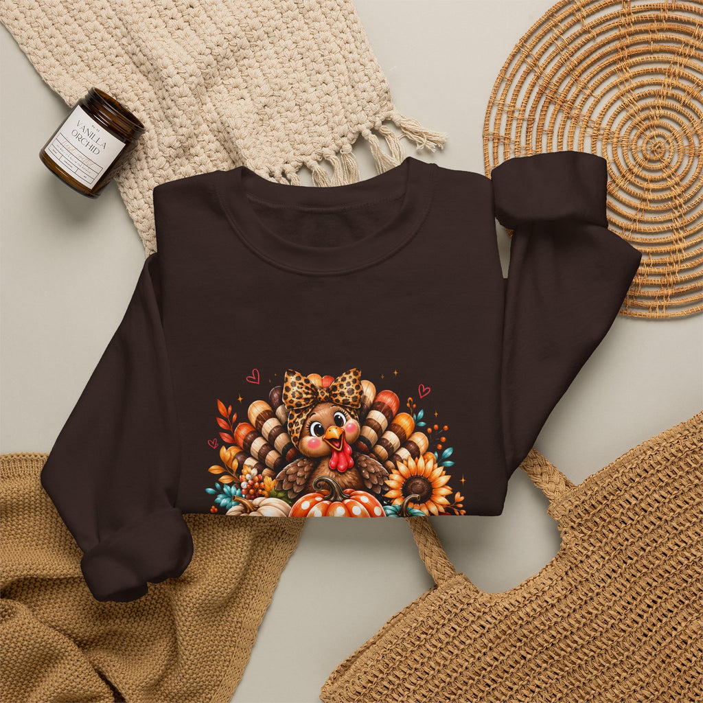 Sweatshirt — "Give Thanks" Autumn Turkey & Pumpkin Thanksgiving Crewneck