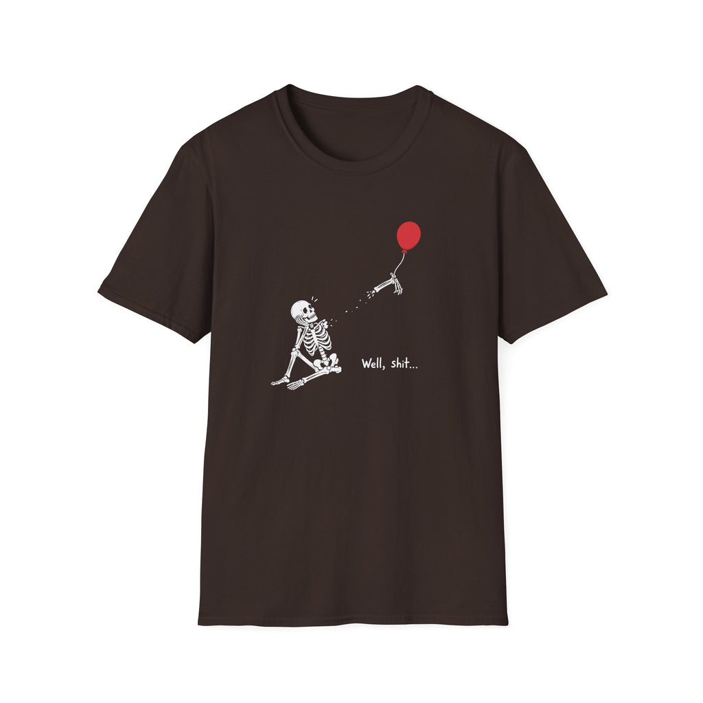Funny Skeleton Balloon T-Shirt, Well Shit Graphic Tee