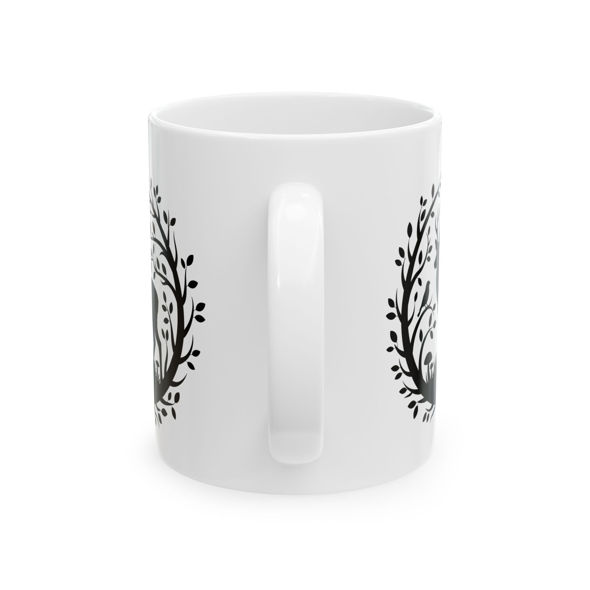 Tree of Serenity Nature Ceramic Mug — Cute Peaceful Gift Black Silhouette Coffee Cup