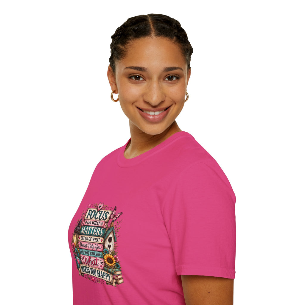 Focus on What Matters Floral T-Shirt — Inspirational Motivational Gift for Women Tee