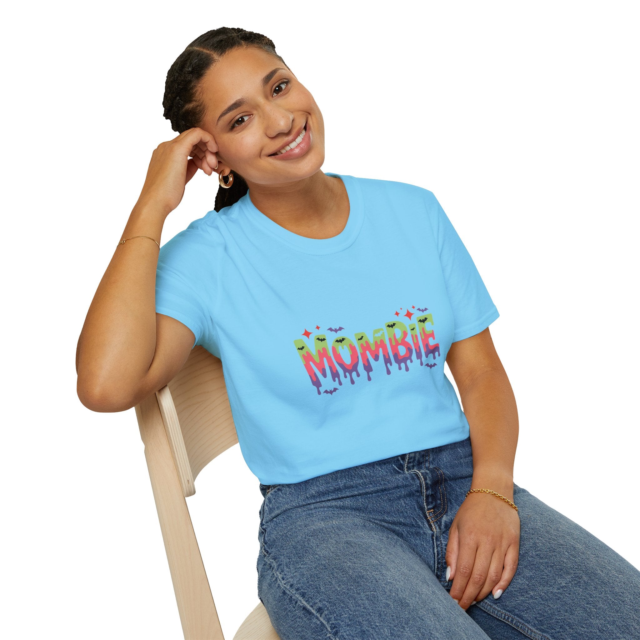 Mombie Halloween T-Shirt — Funny Zombie Mom Gift for Her Neon Graphic Tee