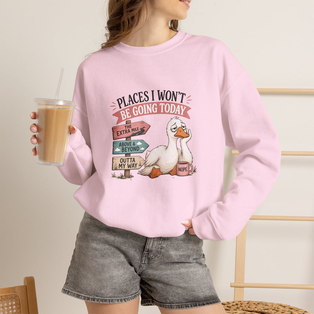 Places I Won't Be Going Today Goose Sweatshirt — Funny Introvert Gift for Her Crewneck
