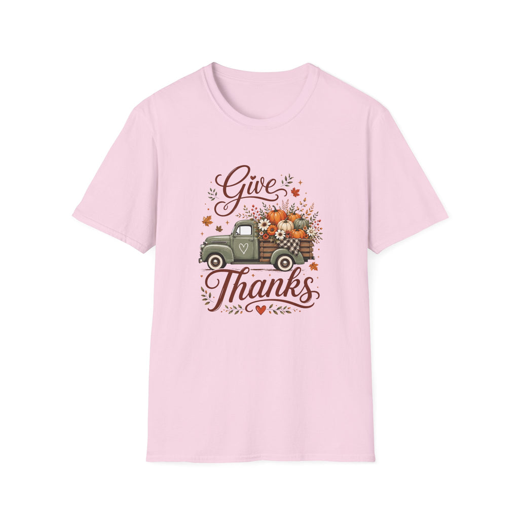 Give Thanks Fall Truck T-Shirt — Pumpkin Harvest Autumn Tee