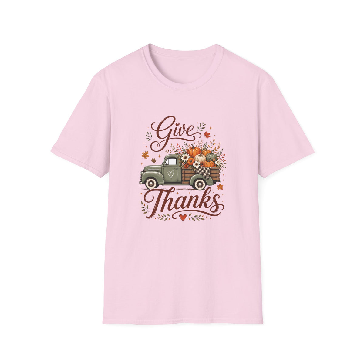 Give Thanks Fall Truck T-Shirt — Pumpkin Harvest Autumn Tee