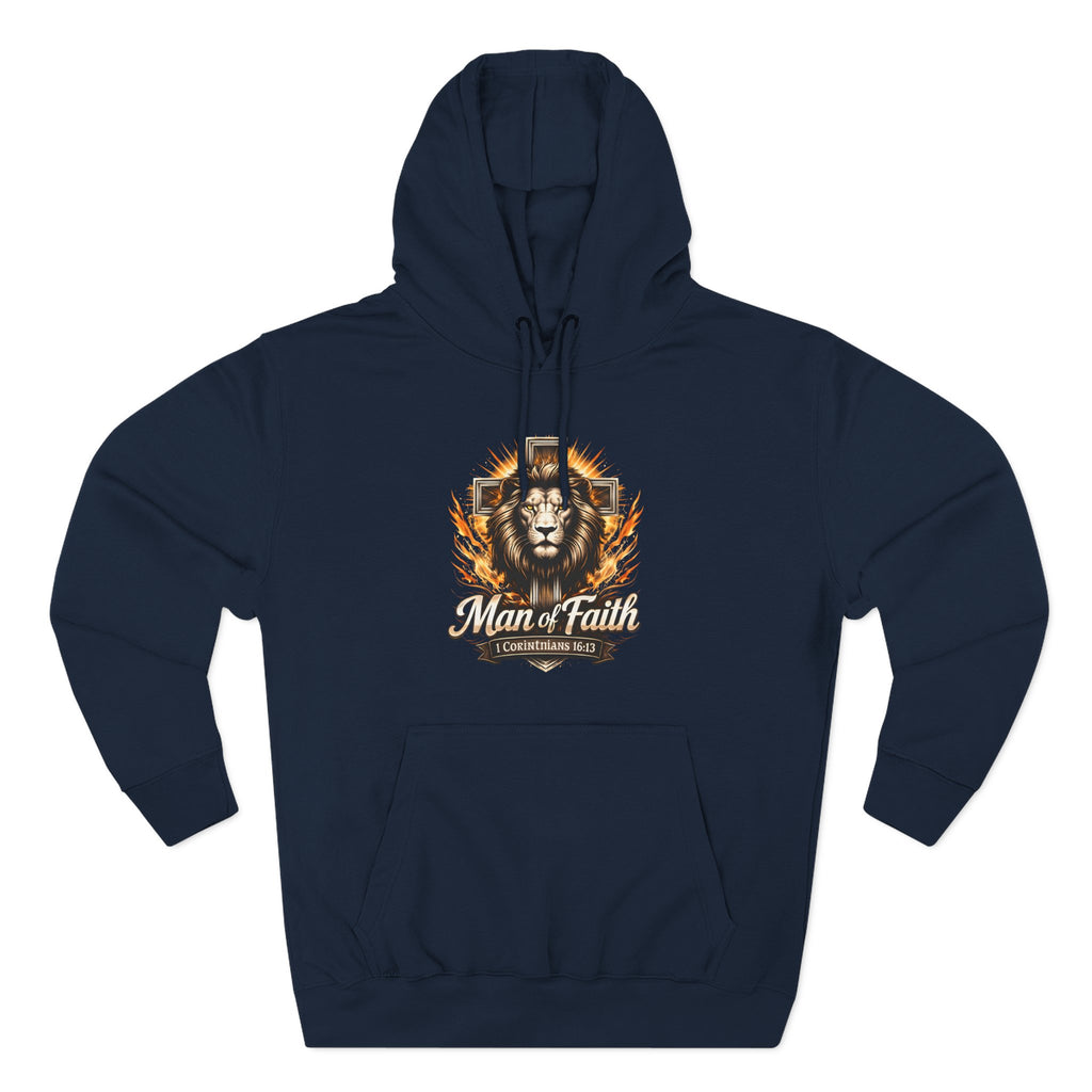 Man of Faith Lion Crest Graphic Fleece Pullover Hoodie