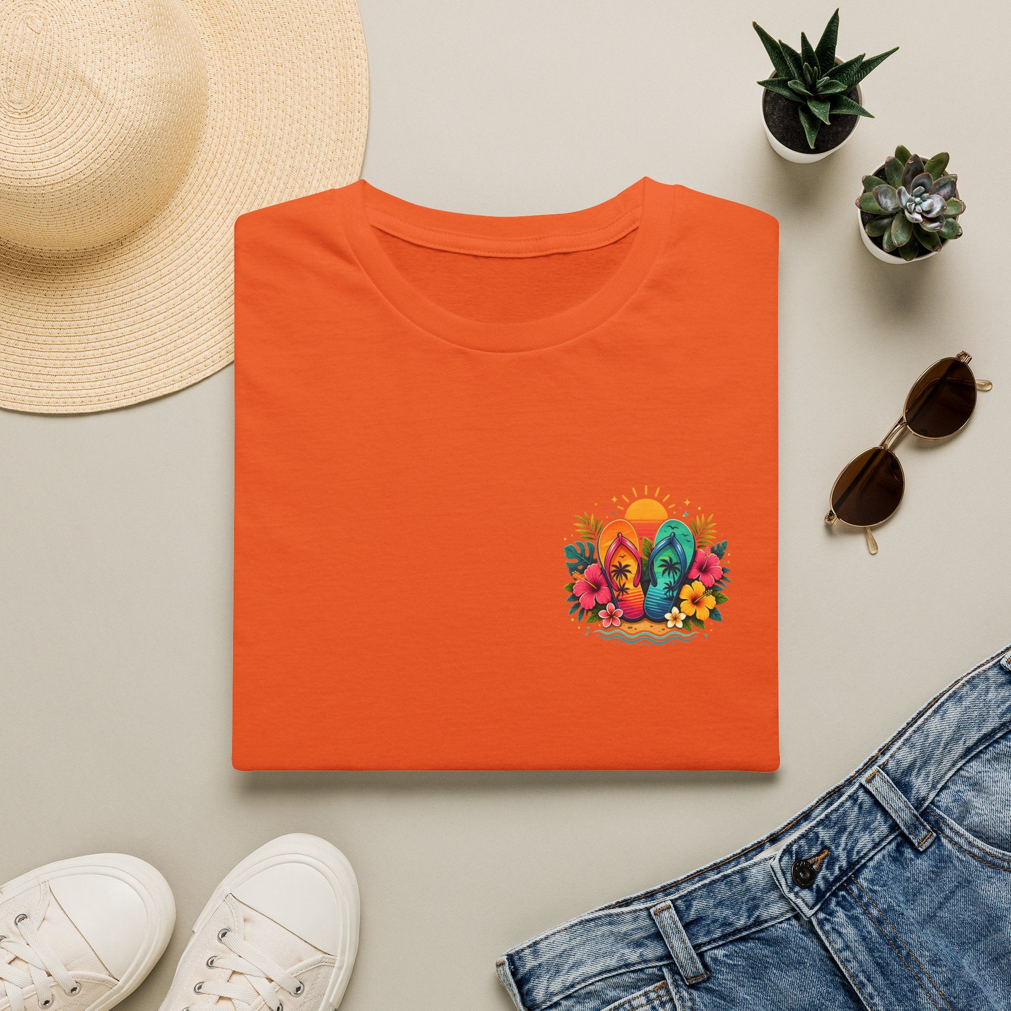 Floral Surf Chest Print T-Shirt — Cute Beach Gift for Women Graphic Tee