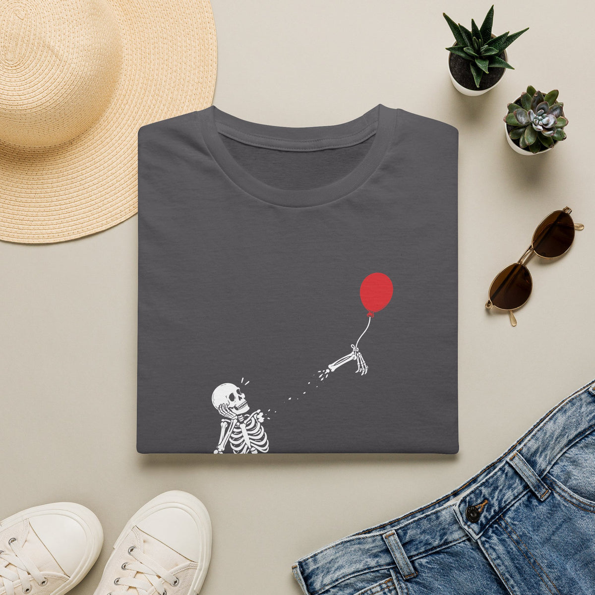 Funny Skeleton Balloon T-Shirt, Well Shit Graphic Tee