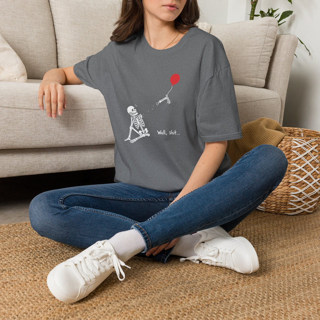 Funny Skeleton Balloon T-Shirt, Well Shit Graphic Tee