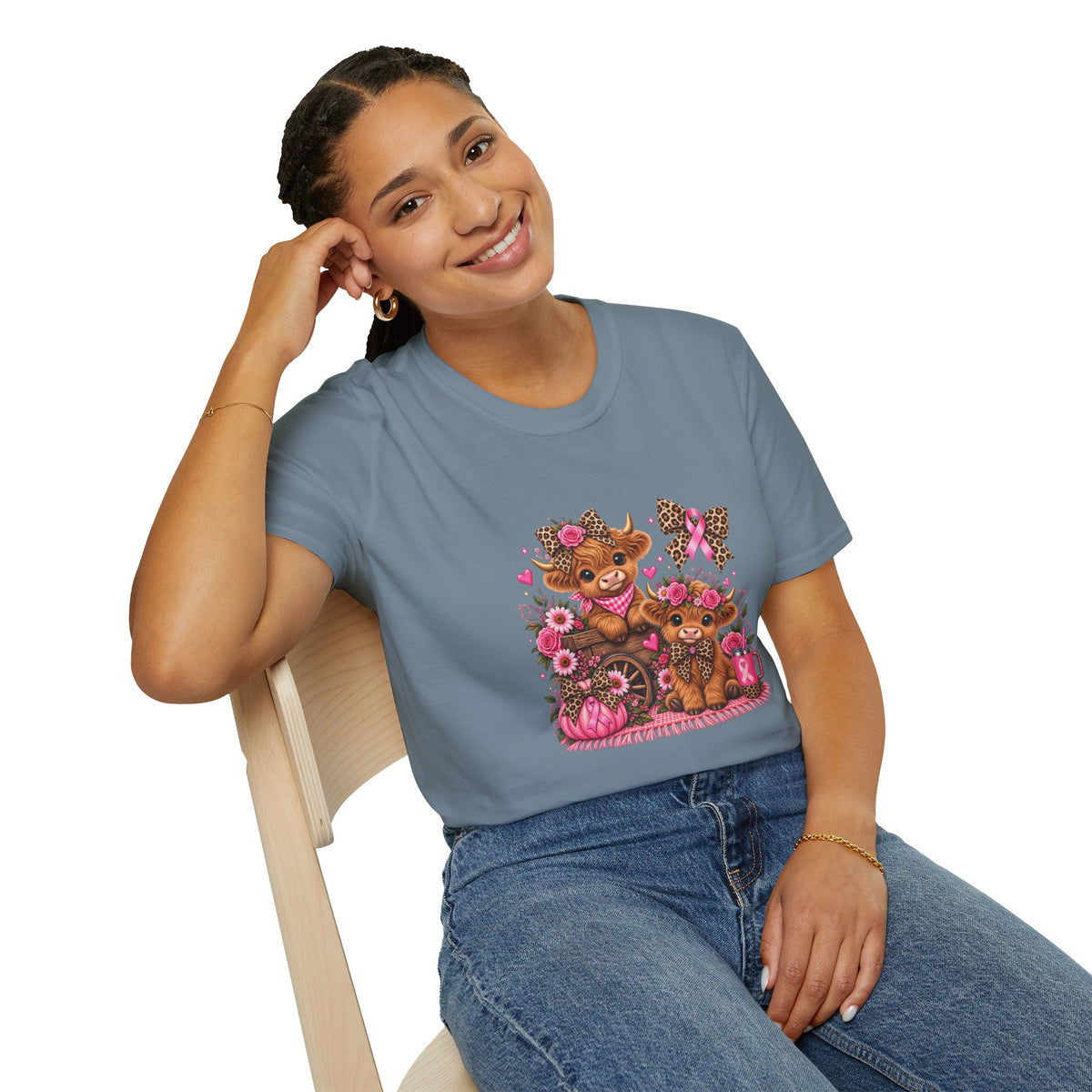 Breast Cancer Awareness Highland Cow T-Shirt