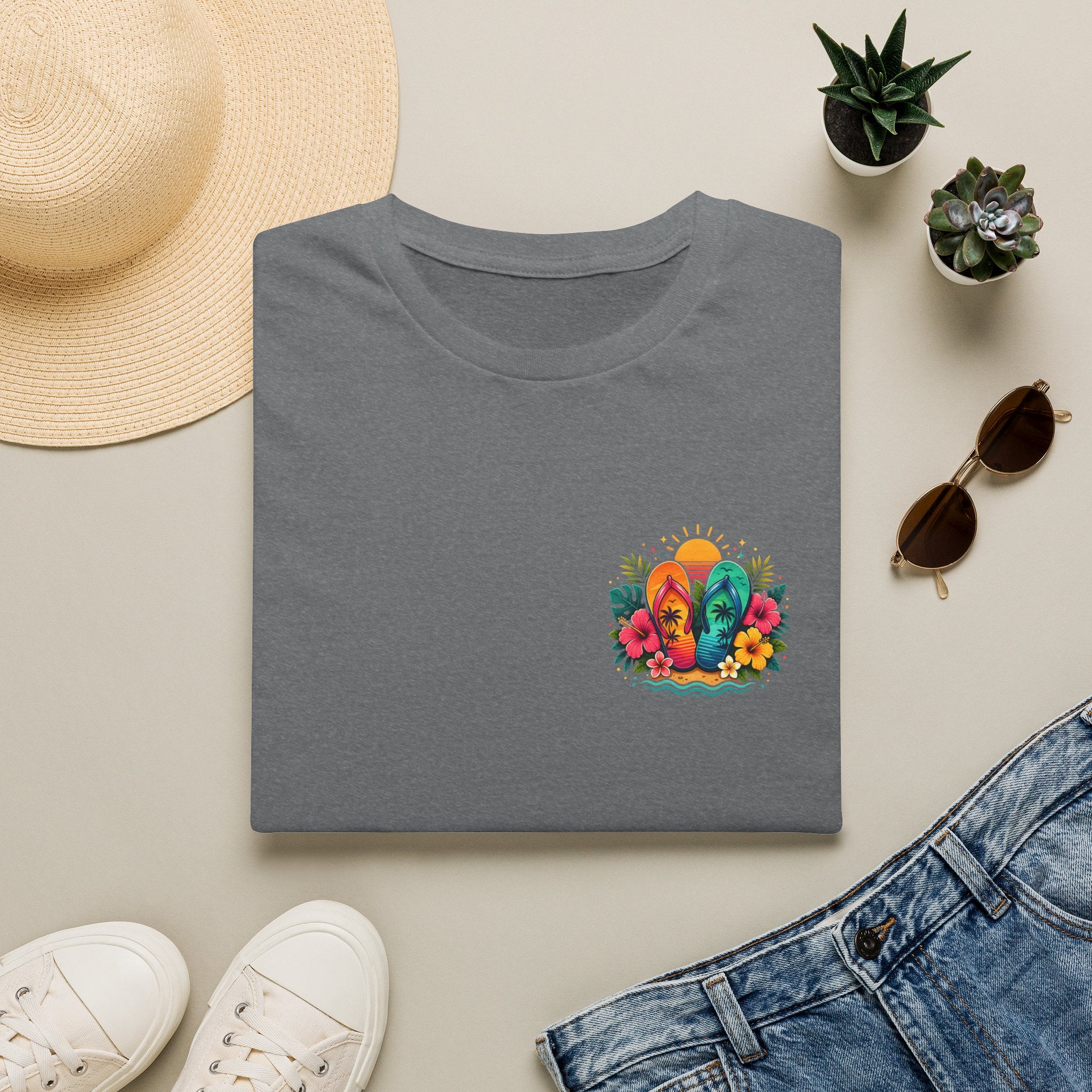 Floral Surf Chest Print T-Shirt — Cute Beach Gift for Women Graphic Tee